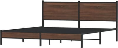 Bedframe Metaal - Ledikant Tweepersoons - Slaapkamer Inrichten - Met Opbergruimte - 180x200 cm - Bruin Eikenkleur