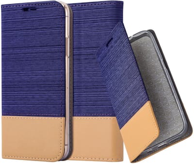 Cadorabo Hoesje geschikt voor Apple iPhone 13 in DONKERBLAUW BRUIN - Beschermhoes met magnetische sluiting, standfunctie en kaartvakje Book Case Cover Etui