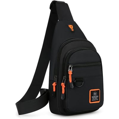 Sac de poitrine tendance pour homme, sac à main léger en tissu Oxford, sac à bandoulière, sac banane élégant et décontracté pour homme 18cmX30cmX6cm black