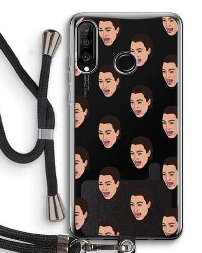 Case Company® - Hoesje met koord geschikt voor Huawei P30 Lite hoesje met Koord - Ugly Cry Call - Telefoonhoesje met Zwart Koord - Bescherming aan alle Kanten en Over de Schermrand