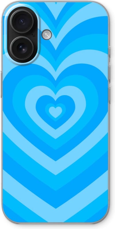 Case Company® - Hoesje geschikt voor iPhone 16 hoesje - Hart Blauw - Soft Cover Telefoonhoesje - Bescherming aan alle Kanten en Schermrand