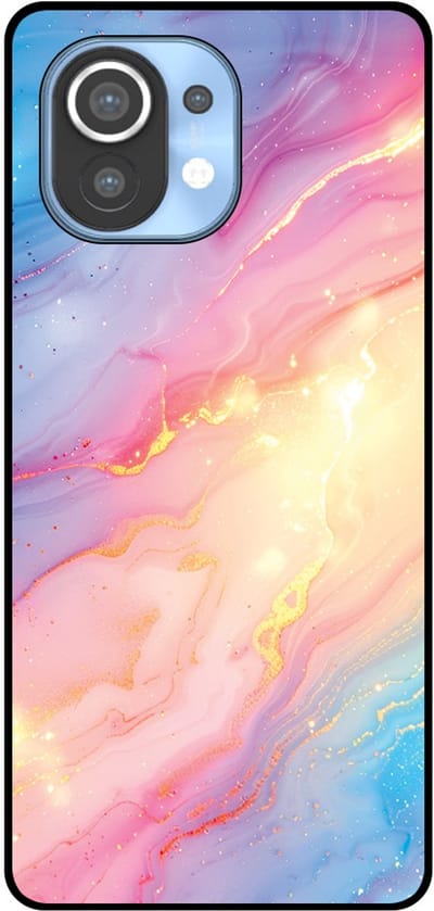 Smartphonica Telefoonhoesje Geschikt voor Xiaomi Mi 11 met Regenboog Glitter Marmer Opdruk - TPU Backcover Case Rainbow Glitter Marble Design geschikt voor Xiaomi Mi 11