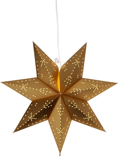 Star Trading Gouden papieren ster 'Classic' met geperforeerd patroon, 7-puntig, netvoeding, E14-fitting, Ø 45cm