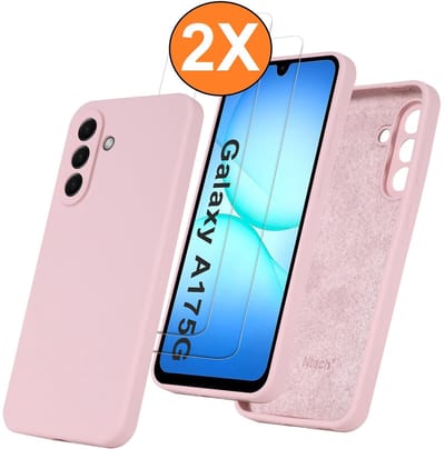 Hoesje geschikt voor Samsung Galaxy A17 5G Hoesje siliconen Pink Sand zacht siliconen hoesje TPU - met Samsung A17 5G Screenprotector - 2 stuks