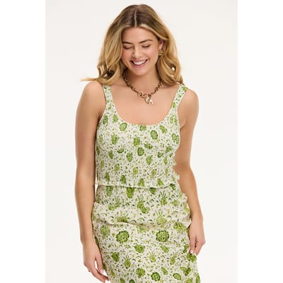 Shiwi Ilona Top Botanic Flower Green Botanic Passiflora Size: XS | Tanks &amp; Camis Outlet | Dames | Groen