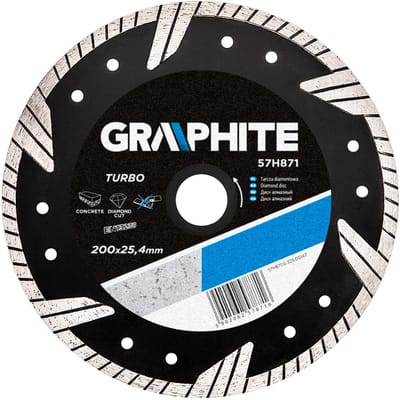 GRAPHITE 57H871 - Diamentzaagblad - 200 mm - Turbo Segmenten - Voor Zware Bouwtaken