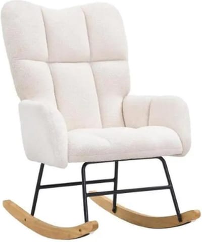 Collox Schommelstoel - Fauteuil - Voor kinderkamer, slaapkamer, woonkamer - Gestoffeerd - Capaciteit gewicht 115 kg - 950 x 715 x 970 mm - Ivoor wit