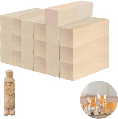 Houten blokken set van 20 stuks voor houtsnijwerk en handwerk, 10 x 2,5 x 2,5 cm, onbehandeld