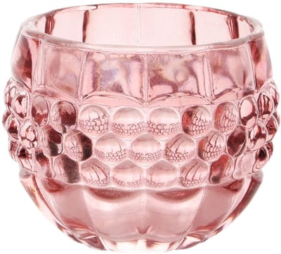 Dekoratief | Theelichthouder 'Bulbs', roze/transparant, glas, 8x8x6cm | A255983