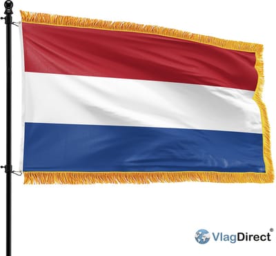 VlagDirect - Luxe Nederlandse vlag - Luxe Nederland vlag - 90 x 150 cm - Franjes.