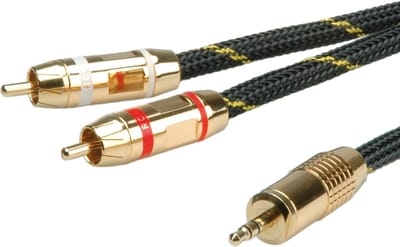 ROLINE GOLD audio aansluitkabel, 3,5 mm stereo - 2x tulp, M/M, 10 m