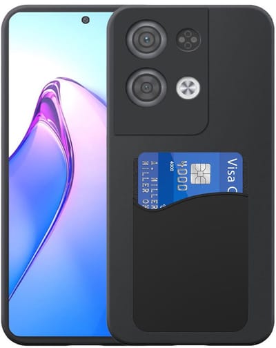 Geschikt voor Oppo Reno 8 Pro Telefoonhoesje met Siliconen Pasjeshouder - Flexible Back Cover Case Siliconen TPU with Silicone Cardslot - Zwart - Smartphonica geschikt voor Oppo Reno8 Pro
