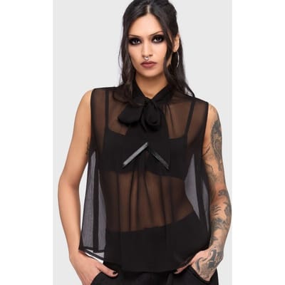 KIHILIST by KILLSTAR - Gothic Blouse - Kihilist Obsidienne Sleeveless Blouse - S tot XXL - voor Vrouwen - zwart