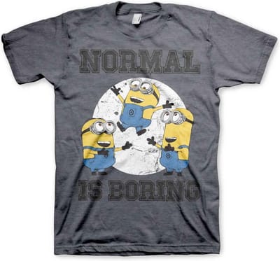 Minions Heren Tshirt -S- Normal Life Is Boring Grijs