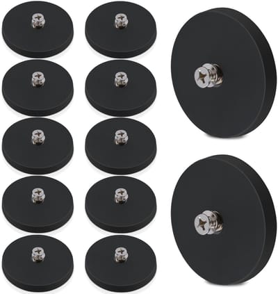 JHUBERS - Neodymium Magneten - Rubber Magneten - Krachtige Hechting - Diameter 43 mm - M4 Draad - Geschikt voor LED Verlichting - Set van 12