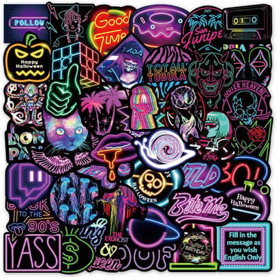 10 30 50 100 Stuks Cartoon Neon Licht Graffiti Stickers Laptop Bagage Motorfiets Telefoon Coole Waterdichte Stickers Speelgoed Sticker Voor Kinderen