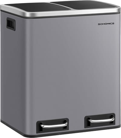 Bobbel Home Prullenbak Afvalscheiding 30 Liter - Prullenbakken - Pedaalemmer - Mat Grijs