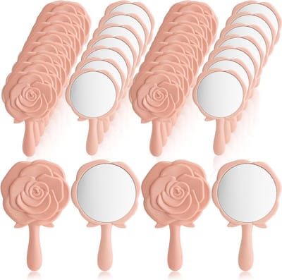 Compacte Spiegels - Make-up Spiegels - Draagbaar Maken - Roos Ontwerp - 13 x 8.5 cm - Roze