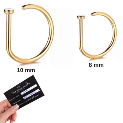 fake neuspiercing goud - 2 maten - 10mm / 8 mm - nep piercing Twist - fake septum - nep neusring - nep neuspiercing - Jewelegance