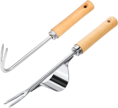 Solidchoice - Set van 2 Handmatige Onkruidverwijzers met Houten Handvat