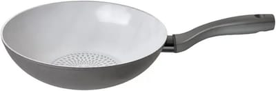 Ronde Aluminium Wokpan met Antiaanbaklaag - Geschikt voor Alle Warmtebronnen, Inclusief Inductie