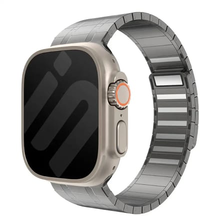 Strap-it Premium magnetisch stalen band Apple Watch 1/2/3/4/5/6/7/8/9/10/11/SE/SE2/SE3/Ultra (2/3) - Maat: 44/45/46/49mm - Titanium Grijs
