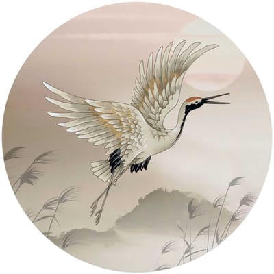 Glasschilderij Kraanvogels in pastel - Ø 70 - Glas - REINDERS