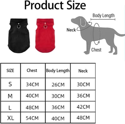 Hondentrui voor kleine honden en katten, warme en comfortabele truien in zwart en rood, maat S, 2 stuks