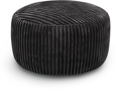 Oversized Zwarte Zitzak - Ronde Zitzak voor Volwassenen - Traagschuim Vulling - Ribstof - Woonkamer & Slaapkamer - 100x100x50 cm