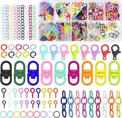 Multicolor DIY Sleutelhanger Maakset met 415 Stuks, Oogpinnen, Open Sprongringen en Kettingverlengers voor Creatieve Projecten