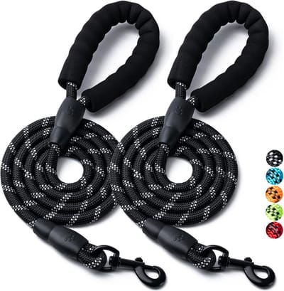 2 stuks - De vernikkelde zinklegering clip draait mee om verdraaiing te voorkomen,Stevige nylon hondenriemen met comfortabel gewatteerd handvat, reflecterende hondenriemen voor kleine, middelgrote en grote honden - 1,5 m x 1,2 cm