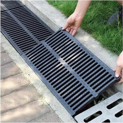 Afvoerrooster Buiten - Vloergoot Regenwater - Garage Tuin - Hoog Polymeer - 500x200mm - Zwart