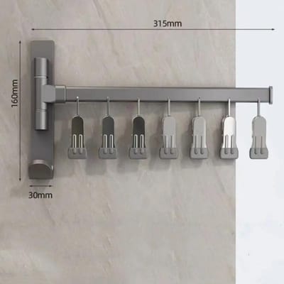 Séchoir à chaussettes pliable mural avec plusieurs pinces rotatif cintre séchoir pour vêtements chaussettes sous-vêtements pour balcon salle de bain gray