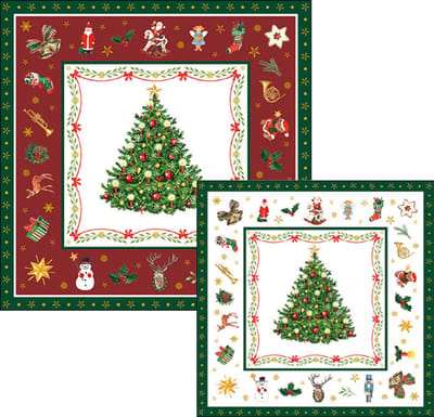 Ambiente servetten - Kerstboom - 2 pakjes 33x33cm en 25x25cm - rood wit - kerstservetten