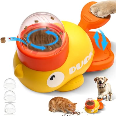 Ynkkvre -Interactieve Hondenvoerbak & Kattenvoer Puzzel – Slow Feeder Snackdispenser in Eendvorm – Verstelbare Voeropeningen – Anti-Slip & Mentale Stimulatie