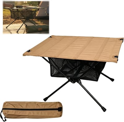 Campingtafel Opvouwbaar - Klaptafel Vouwtafel - Outdoor Activiteiten - Lichtgewicht Aluminium Frame - 60 x 40 cm - Kaki