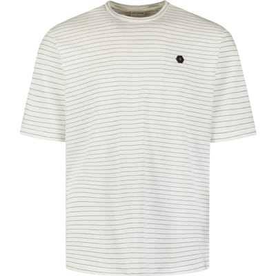 No Excess T-shirt Crewneck Pin Stripe Garment Dyed White Größe: XL | Basic T-Shirts Outlet | Herren | Weiß