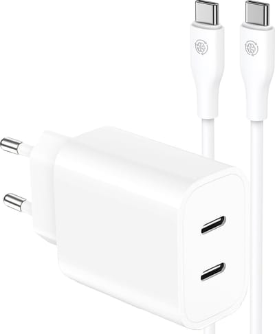 Usb-C Snellader 2 Poorten Set 1 Meter - Usb-C Oplader - Snellader telefoon / tablet / laptop - Usb C Power Adapter - Fast Charger - Dubbele usb Stekker