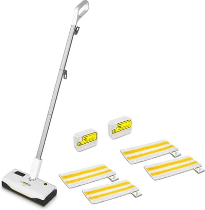 Kärcher SC 1 Upright Set Stoomreiniger - Extra vloerdoeken microvezel (4 stuks) - Incl. extra ontkalkingspatroon - 30 sec opwarmtijd - 1300 W - Oppervlakteprestatie 30 m² - Reservoir 0.2 l - Continue vulbaar