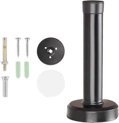 SnelShoppen - Door Stopper RVS 30 cm - Zwarte Premium Deurbuffer zonder Boren met Rubber Ring - Zware Duurzame Deurstoppers voor Binnen en Buiten - Ge