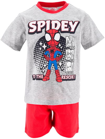 Spiderman Shortama - Maat 92 - Grijs met rood - Spidey - Pyjama - Katoen