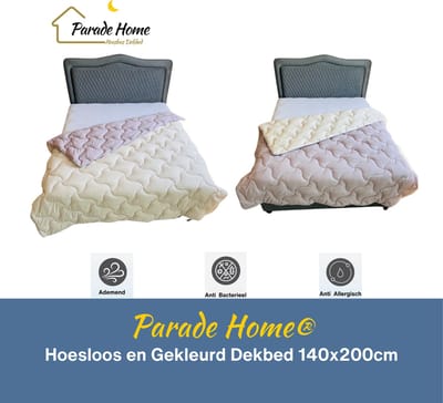 Parade Home® Gemakdekbed- 2 in 1 Dekbed zonder overtrek-140x200 cm- Hoesloos en Gekleurd Dekbed- Tweepersoons Dekbed in kleur-Bedrukt dekbed- Lila en Beige-Ademend-Wasbaar