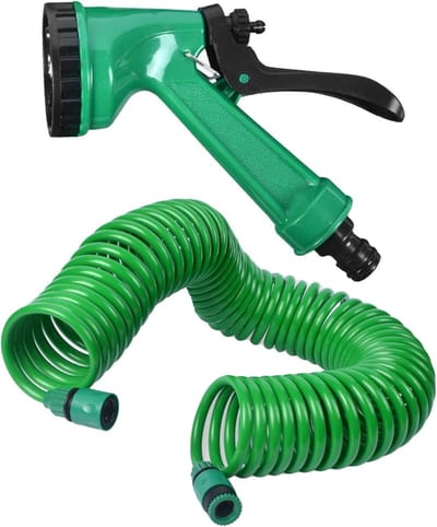 Spiraalslang - Zelfoprollend gereedschap - Buitenwerk & reiniging - Compact opbergbaar - 10 meter - Groen