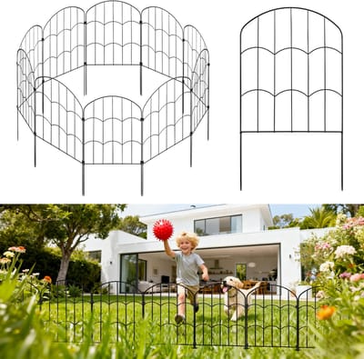 Lemlit Tuinhek 10 stuks - Decoratief Metalen Sierhek 33 x 61 cm - Insteekhek voor Border Bloemperk Gazon en Tuin - Zwart