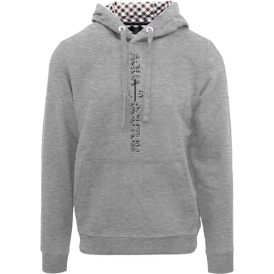 Aquascutum Heren Lettering Pullover Hoodie (Grijs)