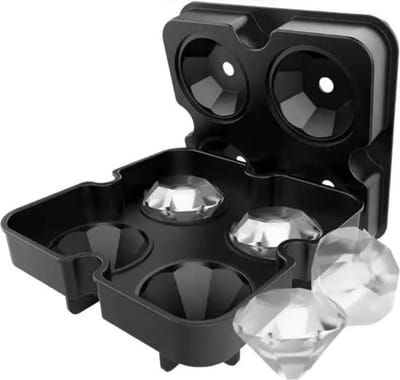 Knaak Diamantvormige IJsblokvormen - Luxe IJsblokjes voor Cocktails & Drankjes - Siliconen - Zwart