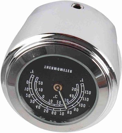 Motorstuur Thermometer - Temperatuurmeter Fiets - Nachtelijk Rijden - Glow in Dark - 42mm Diameter - Zwart
