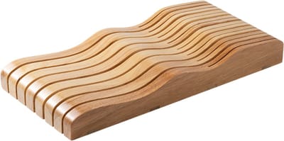 House of Husk Messenblok voor Lade Groot - Houten Messen Houder - Messenrek - Messen Organiser - Rubberhout - Tot 15 Messen