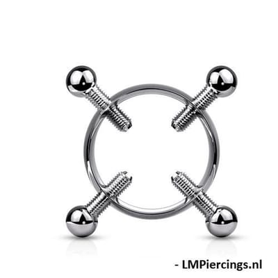 Fake tepelpiercing klem met 4 schroeven - LMPiercings