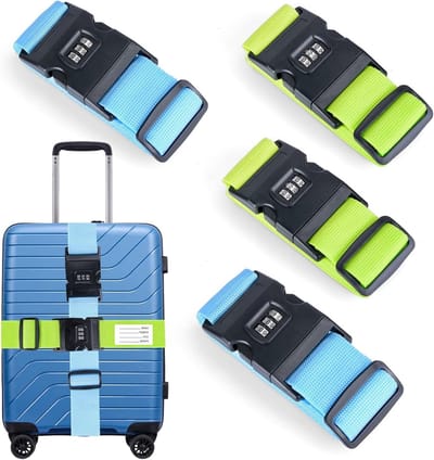 Verstelbare Bagagestraps met Wachtwoord - 4 Stuks, Ideaal voor Reisorganisaties en Veiligheid